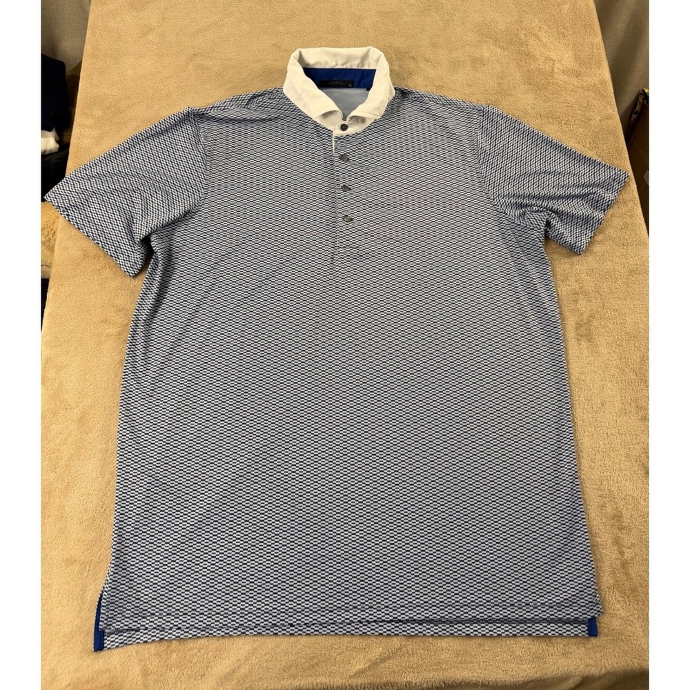 Greyson Golf Polo Shirts Mens‎ XL Blue Geometric Pattern Stretch Perfomance EUC